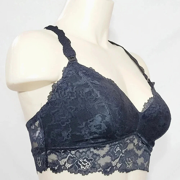 SMALL Gilligan Lace Pullover Nursing Wire Free Bralette Black NWT - Picture 3 of 6
